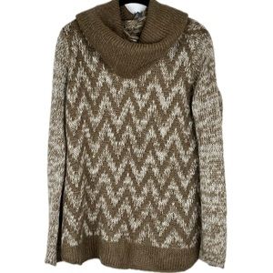 Wooden Ships Mohair Sweater M L Wool Cowl Neck Chevron Anthropologie Open Knit